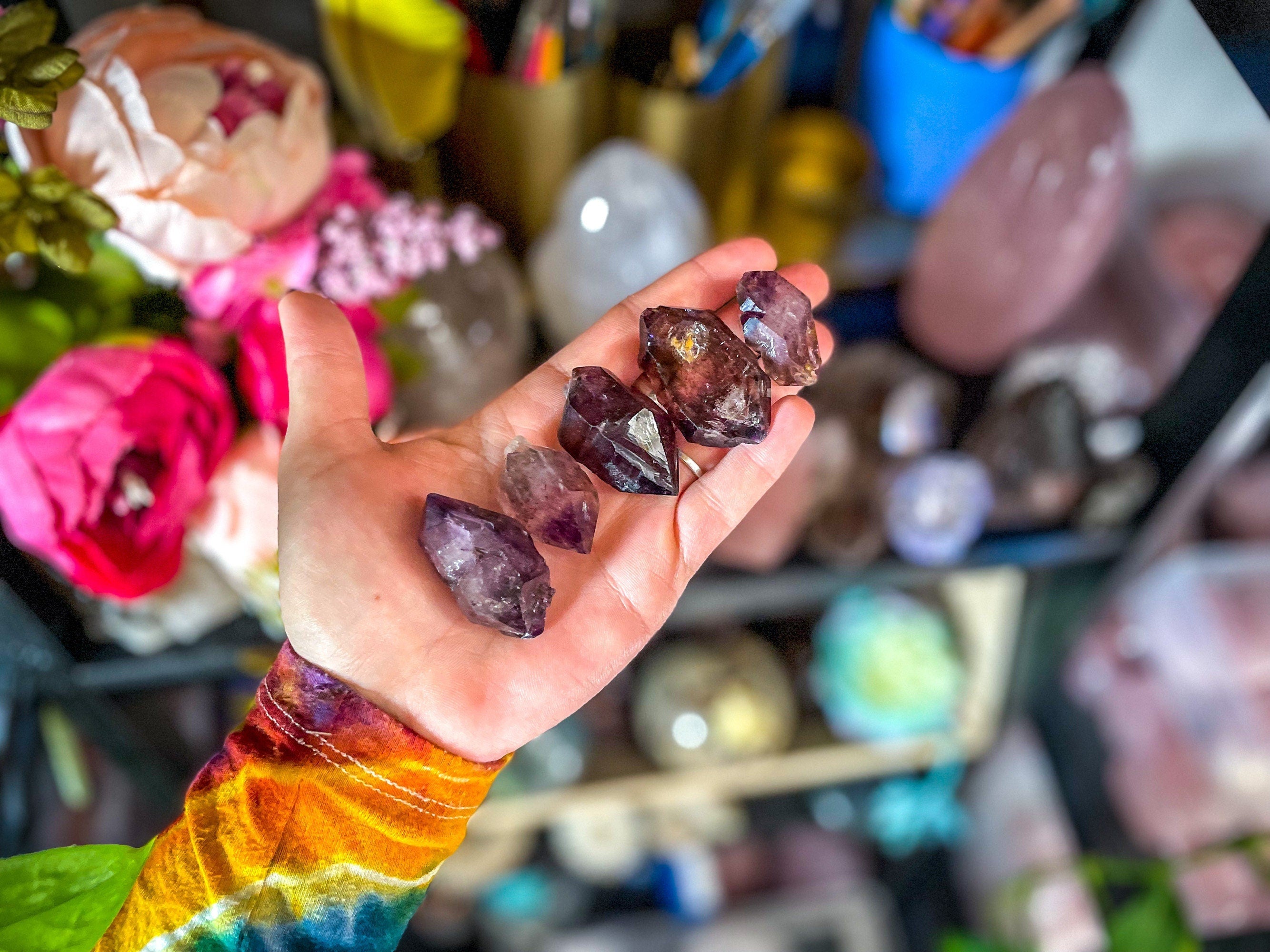 Raw Amethyst & Hematite Crystal with Inclusions