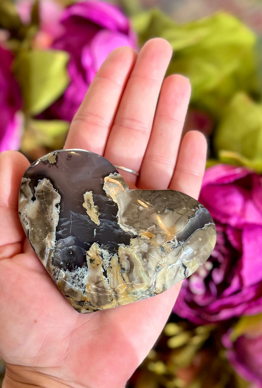 Volcano Agate Hearts