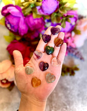 Load image into Gallery viewer, 2 cm Crystal Hearts for Valentines Day, You Choose Red Jasper, Fluorite, Carnelian, Rose Quartz, Moss Agate, Yellow
