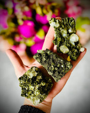 Load image into Gallery viewer, Large Forest Epidote Specimens from Turkey, Epidote and Quartz, Epidote Clusters
