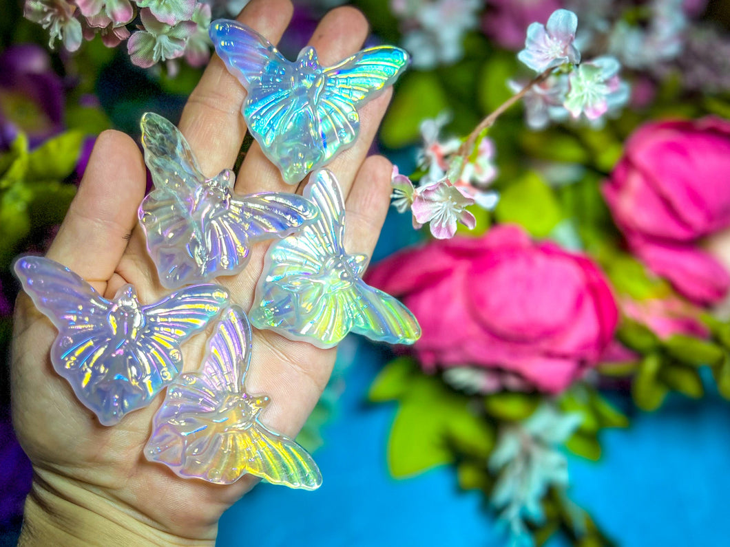 Angel Aura Quartz Crystal Fairy Perched on a Mushroom