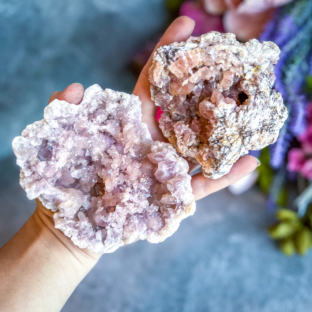 Large Raw Pink Amethyst Geodes from El Choique Mine Argentina