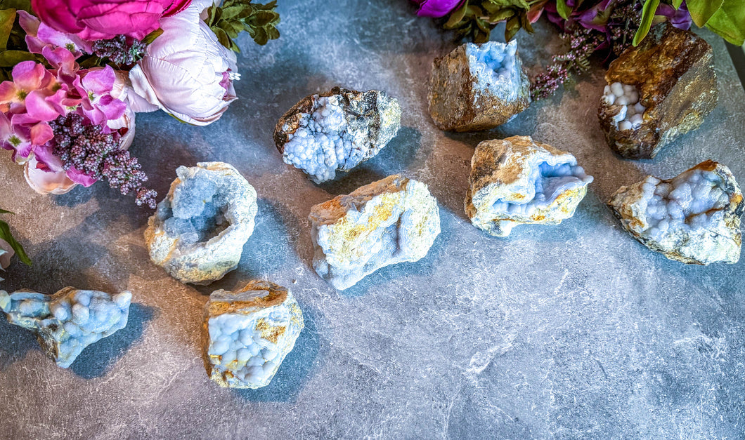 Large Raw Blue Chalcedony Specimens