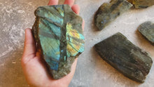 Load and play video in Gallery viewer, Bulk Labradorite Slabs, 1 kilo Ethically Sourced Labradorite Crystals and Stones
