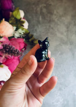 Load and play video in Gallery viewer, Tiny Black Obsidian Cats, Mini Black Cat, Black Crystal Cat, Witchy Halloween Decor
