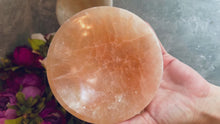 Load and play video in Gallery viewer, Large 6&quot; PEACH Selenite ROUND Charging Bowl
