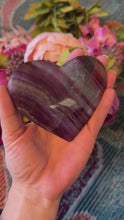 Load and play video in Gallery viewer, Large CANDY Fluorite Hearts, Ethically sourced Crystal Hearts
