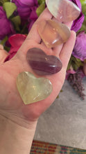 Load and play video in Gallery viewer, CANDY Fluorite Hearts, Ethically sourced Crystal Hearts
