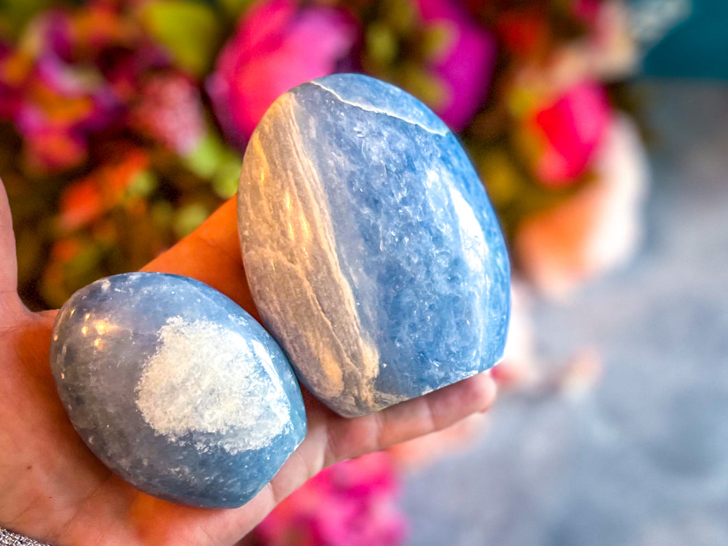 Small BLUE CALCITE Crystal Freeforms, Ethically Sourced Crystals, 100-450 grams