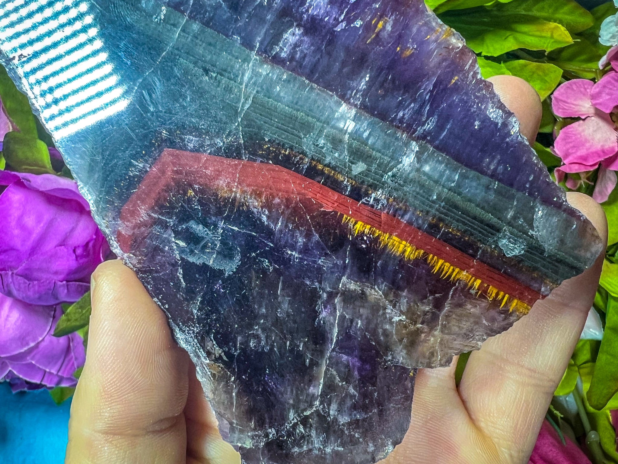 Super 8 Soulite, Super Rare Super Seven Slice with Hematite Inclusions