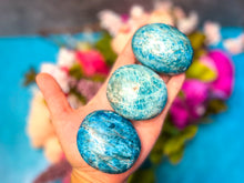 Load image into Gallery viewer, Blue Apatite Palmstones, Ethically Sourced Crystals
