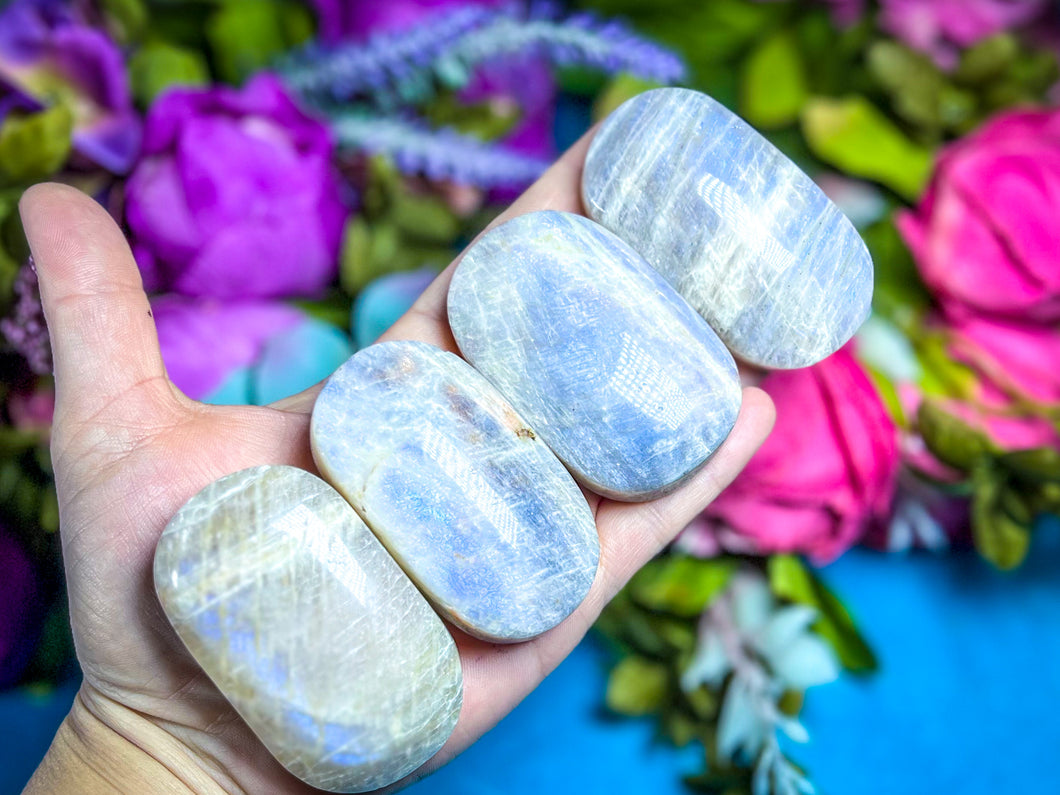 BLUE Moonstone Crystal Palmstones