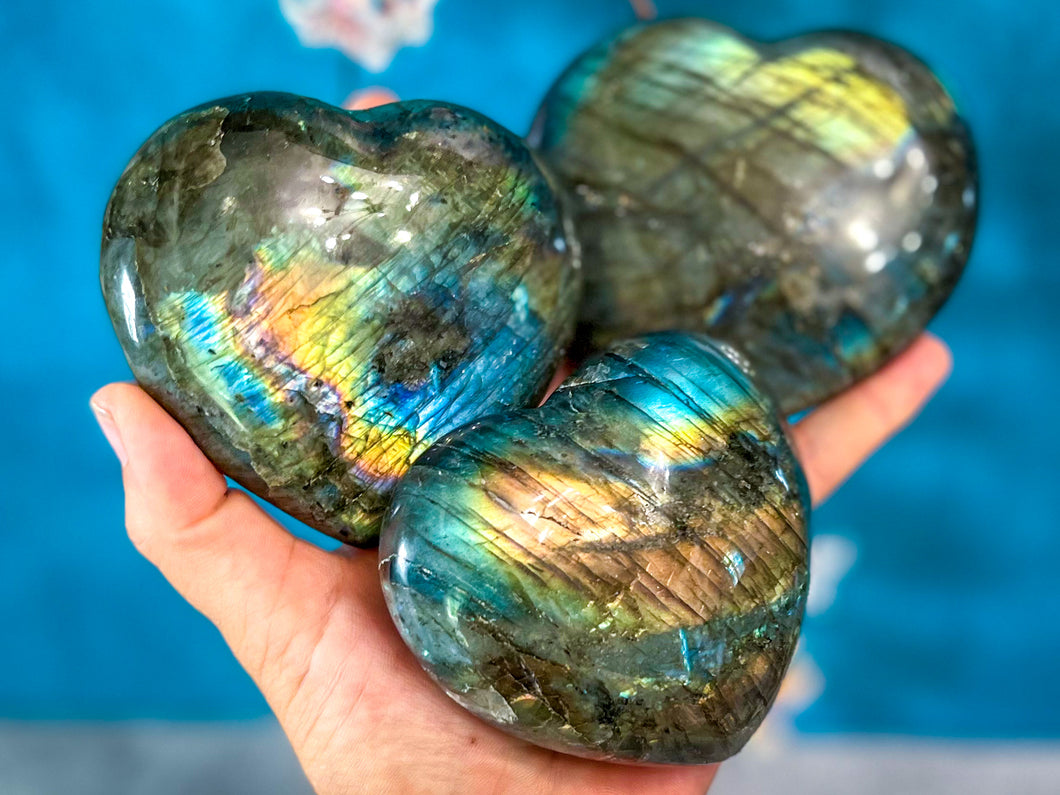 Gorgeous Labradorite Hearts