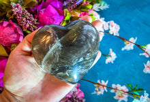 Load image into Gallery viewer, Smoky Quartz Crystal Hearts with RAINBOW Slicks
