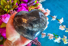 Load image into Gallery viewer, Smoky Quartz Crystal Hearts with RAINBOW Slicks
